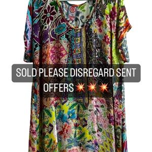 SOLD💥💥💥Johnny Was multi-color mini dress size XXL